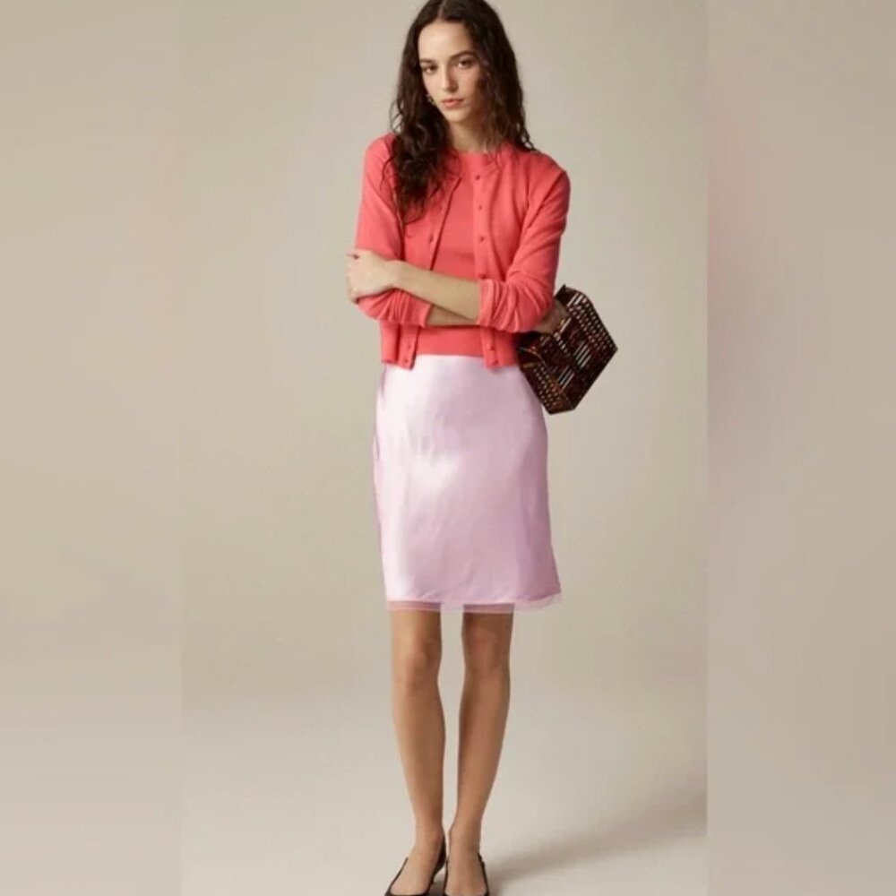MEDIUM Gwen knee-length slip skirt in viscose charmeuse PINK
